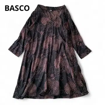 BASCO 바스코 일본풍 패턴 튜닉 원피스 FREE 꽃무늬 블랙 계열