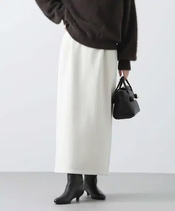 화이트 타이트 속기모 스커트 슬릿