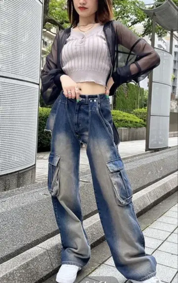 SPIRALGIRL 2WAY 카고 팬츠 다크 블루