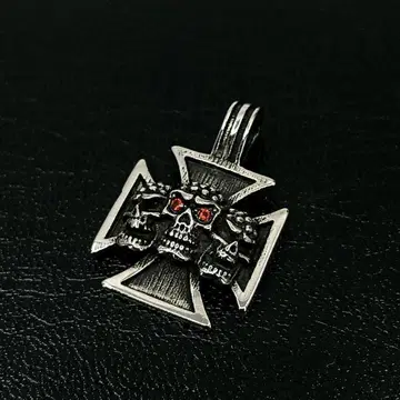 실버 스컬 지르코니아 목걸이 펜던트 할리 앤티크