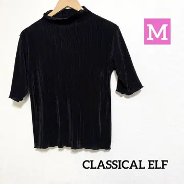 CLASSICAL ELF 벨로아 플리츠 멜로 하이넥 상의