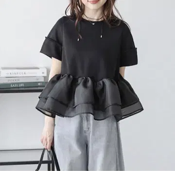 새상품 La-gemme 라지엠 페플럼 도킹 탑 블랙