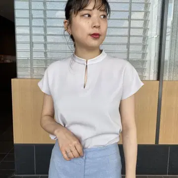 Beams 스티치 넥 돌먼 블라우스 모카