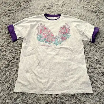 90년대 미국제 반팔 티셔츠(XL) 빈티지 금붕어 자수 아트 패턴
