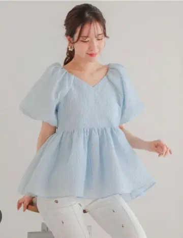 fitmore 자카드 카슈쿨 페플럼 탑스 인기 상품