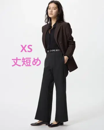 유니클로 스마트 플레어 팬츠 짧은 기장 XS 블랙