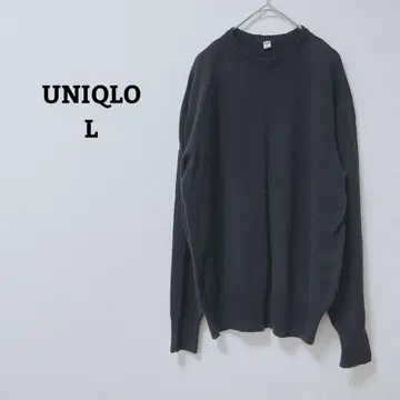 유니클로 봄 니트 스웨터 면 린넨 3D 크루넥 심플 긴팔 L