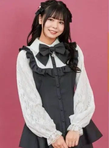 시크릿허니 소매 레이스 핀턱 프릴 요크 절개 셋업