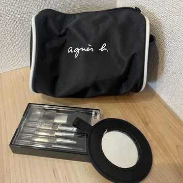 새상품 에네스베 미니 파우치 agnes b. 미니 브러쉬 칩 거울