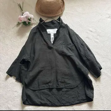 TICCA 티카 린넨 100% 스키퍼 블라우스 그린