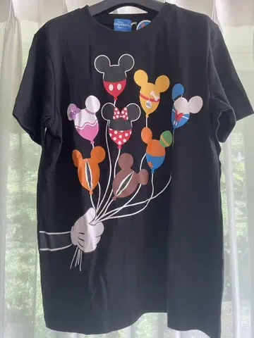 도쿄 디즈니 리조트 미키 30주년 벌룬 티셔츠 블랙 풍선