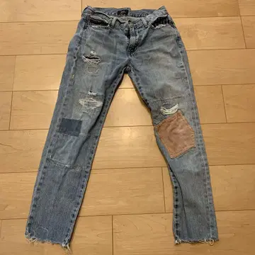 폴로 랄프 로렌 팬츠 패치워크 데미지 진 데님