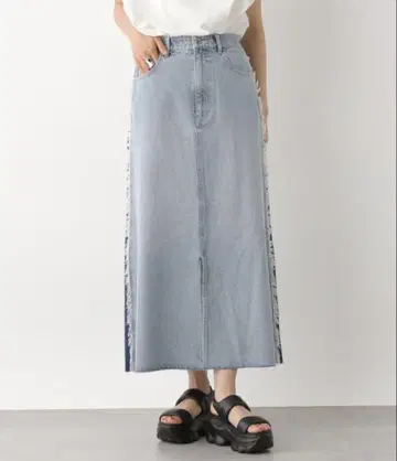 렙심 LEPSIM 라이트 블루 사이드 프린지 데님 스커트 M