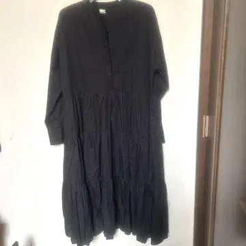 면 100 롱 원피스 블랙