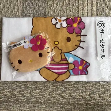 제일복권 일광화상 키티 거즈 타월 얼굴 모양 파우치
