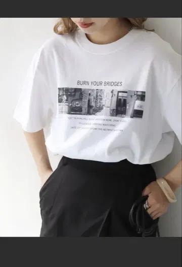 신상품 WEB 한정판 포토 프린트 로고 티셔츠 M