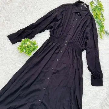 블랙 롱 버튼 셔츠 원피스 루즈한 빅 루즈 겉옷 허리밴딩