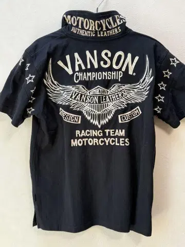 Vanson 블랙 피케 셔츠 M 사이즈