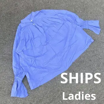 CF54 SHIPS 쉽스 상의 여성용 파랑 실크 혼방