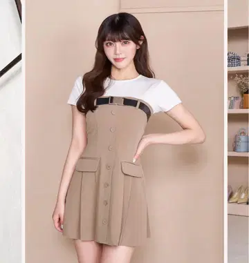 darich 레이어드 벨트 미니 원피스 free BEG