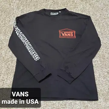 VANS 롱 티셔츠 미국제 사이즈 M 소매 프린트 블랙 바디