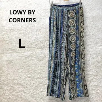 코너즈 올 패턴 에스닉 패턴 스트라이프 와이드 팬츠 블루 포켓 포함 L