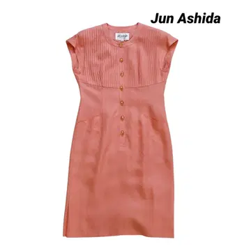 Jun Ashida 준 아시다 프렌치 슬리브 무릎 아래 원피스 핑크 계열