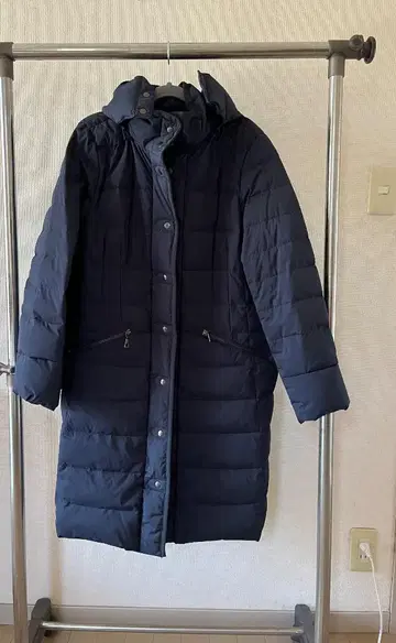 Duvet 후드 부착 롱 다운 자켓 네이비 LL