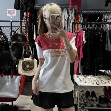 할리데이비슨 라메 로고 링거 티셔츠 y2k 헤이세이