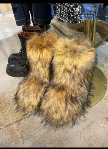 y2k 퍼 부츠 27cm 브라운 남성용 새상품 그런지 mcbling 신발