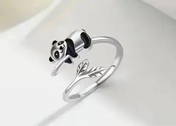팬더 디자인 실버 반지