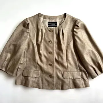 Leilian 숏 자켓 7부 소매 광택 일본제 13호 볼륨 소매