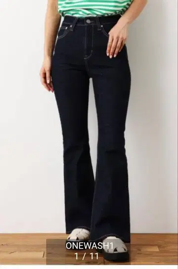 로데오 크라운 와이드 보울 다크 데님 부츠 컷