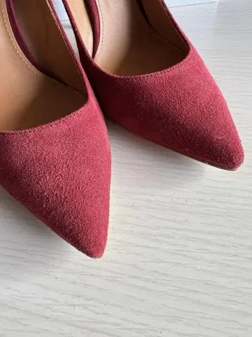 레드 스웨이드 하이힐 23cm