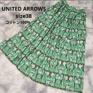 UNITED ARROWS 코튼 에스닉 프린트 스커트 일본제 38