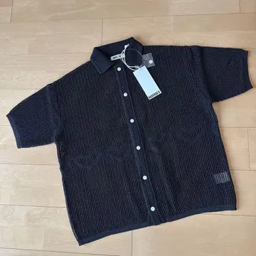 NKNIT 메쉬 하트 니트 셔츠 블랙
