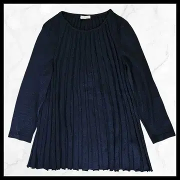 90's 빈티지 플리츠 디자인 상의 네이비 튜닉