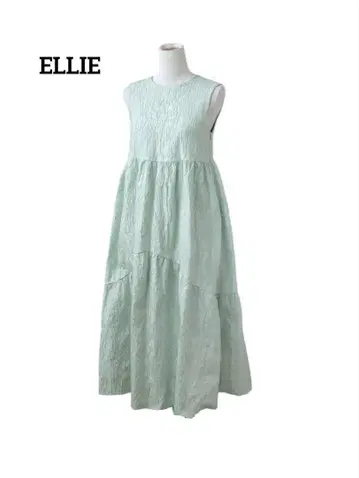 ELLIE 엘리 자카드 슬리브리스 볼륨 티어드 원피스