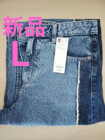 새상품 GU 2톤 배럴 레그 청바지 L 사이즈 블루 지유
