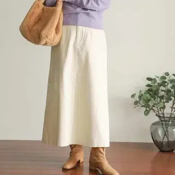 어반 리서치 도어스 스트레치 칼라 데님 A 라인 롱 스커트