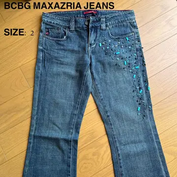 새상품급 BCBG MAXAZRIA JEANS 비즈 장식 데님 팬츠