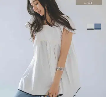 백 노트 디자인 슬리브리스 블라우스