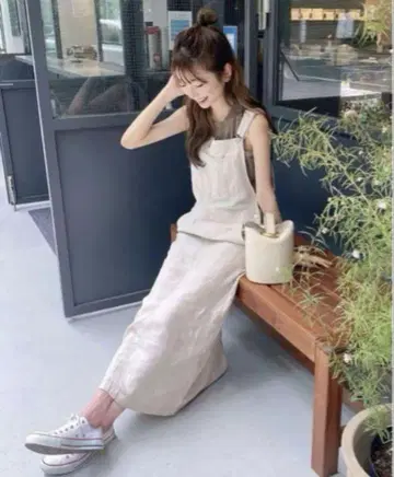 milaowen 린넨 점퍼 스커트