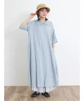 새상품 빅 옷깃 원피스 색스 Samansa Mos2 사만사 모스모스