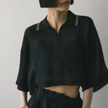 STYLEMIXER 라인 컬러 메쉬 탑