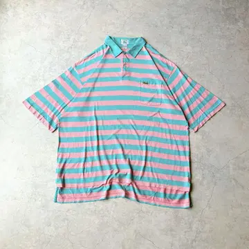 00s IZOD 라코스테 반팔 피케 셔츠 보더 빅 사이즈