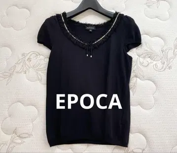새상품급 EPOCA 에포카 화려한 소재의 여름 반팔 니트 40 블랙