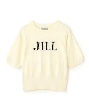 JILL BY JILLSTUART 반팔 로고 자카드 비쥬 니트
