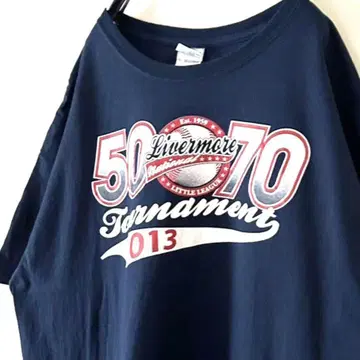 50 70 토너먼트 Livermore 티셔츠 XL 네이비 컬러 구제 의류