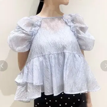 스나이델 페플럼 튜닉 블라우스 스카이블루